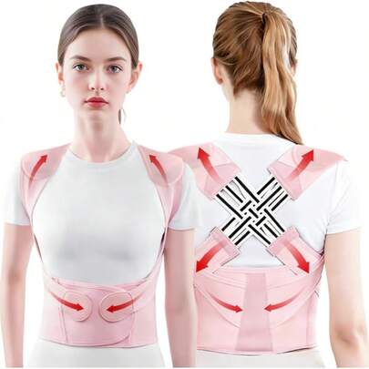 Posture Corrector For Women And Men,Adjustable Shoulder Straightener,Back Support Brace,Upper Spine Scoliosis And Hunchback,S-XXL,Pink,Gray.