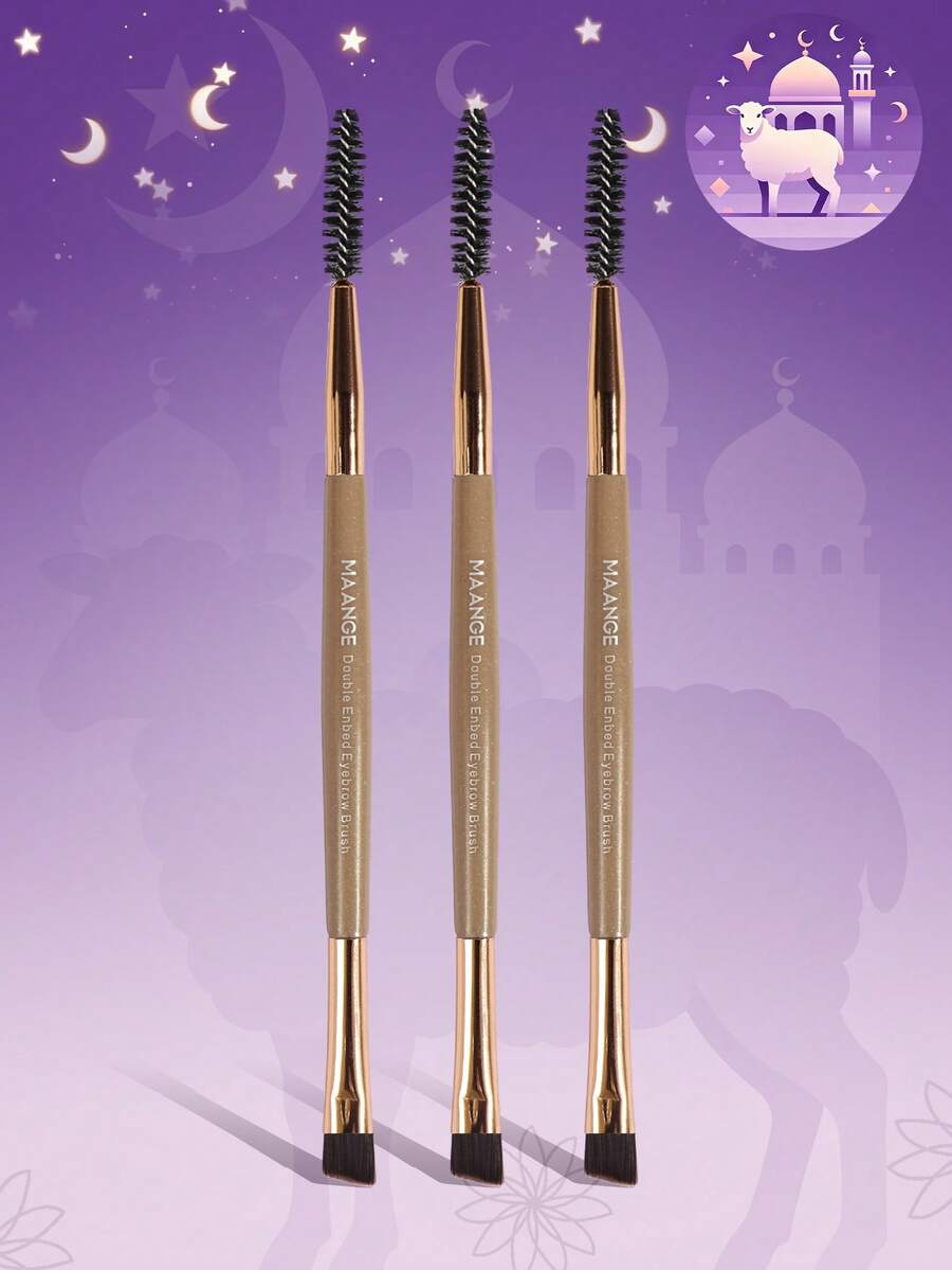 MAANGE 3pcs Professional Double-Ended Eyebrow Brush Set,Makeup Tools With Soft Fiber For Easy Carrying,Brush For Travel,Eyebrow Brush,Eyeshadow Brush,Spoolie,Spoolie Brush,Giveaways