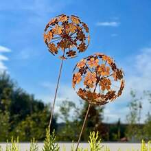 2个复古铁艺花园标牌 | 复古铁艺花园插牌 | 适用于庭院、花园、节日和季节性装饰 - 2支繡球花地插 - 查看 6