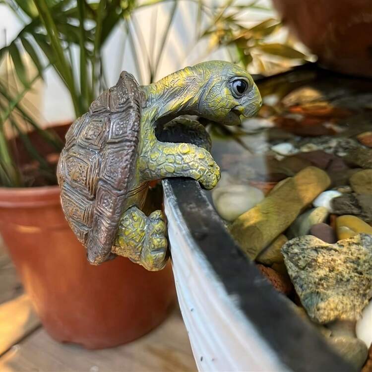 Tượng rùa bằng nhựa kiểu mộc mạc, trang trí sân vườn treo tường chủ đề Phục Sinh, tượng rùa ôm chậu cây hình động vật cho ban công, hiên nhà và bãi cỏ - 1 tượng trang trí treo ngoài trời, không cần pin. - 1 mặt dây chuyền hình rùa - Xem 9