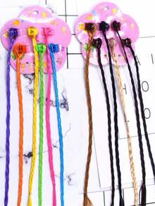 6pcs/Set Colorful Braided Hair Clips, Random Color Assorted Rainbow Braided Ponytail Hair Accessories For Girls - Multicolor - View 3