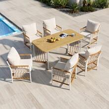 Modern Outdoor Set, Leisure And Meeting Set For Several People, Iron Frame, Woven Armrests, Including Seat Cushions - 米色,棕色,自然色 - 查看 3