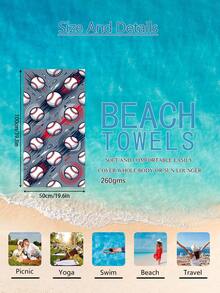 1 pieza Toalla de playa con tema de béisbol para niños, manta de playa extra grande de microfibra súper suave, toalla de baño súper absorbente, adecuada para viajes, piscina, buceo, surf, yoga, camping, disponible en varios tamaños, accesorios de playa para playa, piscina, viajes, camping, yoga - Multicolor - Ver 13