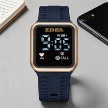 ZOEA Sports Smartwatch With Breathable Perforated Strap + Square Touchscreen + Fitness Style + Daily/Sport Use + Smartwatch - Biru - View 1
