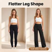Damen High Waist Schlaghose, einfarbig schwarz, fließender Stoff, vielseitig kombinierbar für den Frühling - Schwarz - Übersicht 5