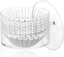 Peohud Coffee Filter Holder, Acrylic Coffee Pod Holder With Lid, Reusable Coffee Filter Storage Container, Stylish Coffee Filter Dispenser For Coffee Bar, Kitchen Countertop - White - View 1