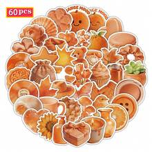 60 piezas Pegatinas estéticas naranja, que contienen elementos de mariposa/macaron/suculenta/teléfono retro, pegatinas decorativas de PVC resistentes al agua adecuadas para funda de teléfono, botella de agua, portátil, cuaderno, equipaje, scrapbook, diario, suministros de oficina, decoración de habitación, pegatinas lindas - Naranja - Ver 10