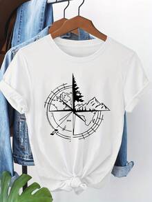 Sol erie de patrón impreso todo-camiseta de manga corta 2547 - Blanco - Ver 2