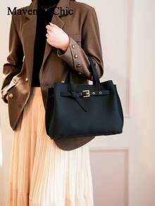 1个高品质按扣手提包，大容量工作/通勤多功能单肩/斜挎包 - 彩色 - 查看 4