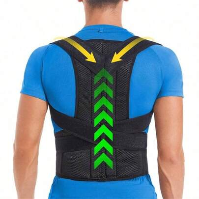 1pc Black Back Support Belt For Both Men And Women - Comfortable To Wear, Breathable And Shoulder-Opening, Effectively Improving Posture, Back Belt Support