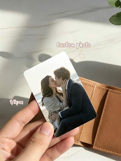 1/2Pcs Personalized Wallet Photo Card, Customizable With Your Picture Perfect Decorative And Sentimental Mini Keepsake For Daily Use, Adds A Nostalgic, Adorable, And Heartfelt Touch To Wallets, Bags, Offices, And Travel, Ideal For Special Occasions, Holidays, Or Cherished Memories.