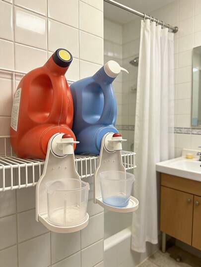 2/4pcs Laundry Detergent Cup Holder, Foldable Detergent Drip Filter, Prevents Overflow And Drip, Firmly Secures Washing Bottle Nozzles,Kitchen,Summer Beach Party,Food,Camping,Organizer,Room Decor,Kitchen Items.