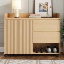 Shoe Cabinet, Mobile Shoe Cabinet With Swivel Casters And Brakes. Arched Top Design, Adjustable Shelf, Soft-Close Hinges - View 6