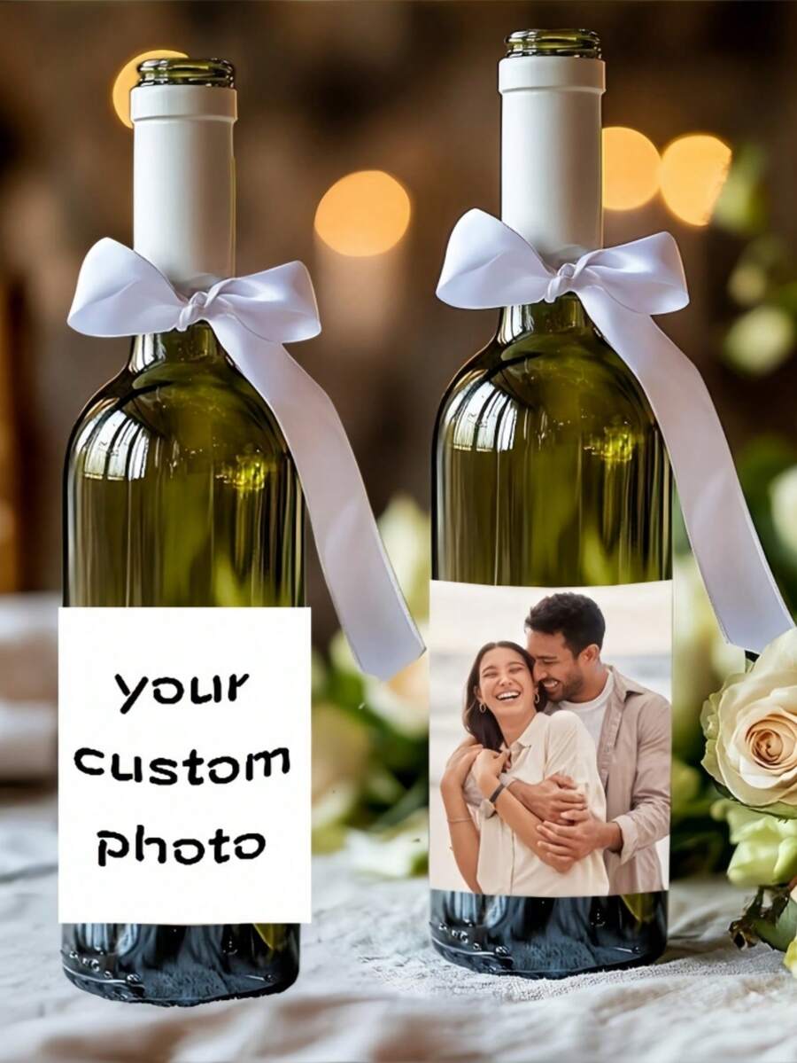 Personalized Photo Labels And Customizable Picture Party Bottle Stickers Are Perfect For Decorating Bottles For Birthdays, Weddings, Anniversaries, And Parties. - Multicolor - View 1