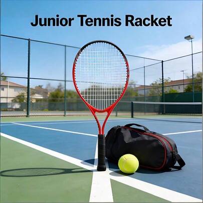 Durable  25" Junior Tennis Racket | Red/Black, Lightweight For Recreational & Training Sessions