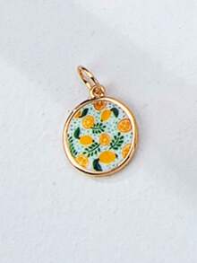 Collar ajustable de cuerda colorida con colgantes de esmalte intercambiables, colgantes de dibujos animados desmontables chapados en oro (patrones de gato, langosta, fruta, flor), set de joyas personalizables de verano para regalo - Multicolor - Ver 9