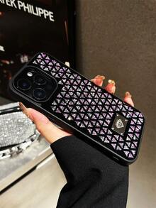 1件 2026新款奢華復古日式菱格紋閃亮水晶軟保護手機殼，適用於 iPhone 17 Pro Max - 紫色 - 查看 4