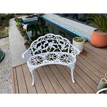 Banco de patio para balcón doble asiento C/G patio casa aluminio fundido antioxidante banco de jardín para patio muebles de exterior color blanco - Blanco - Ver 3