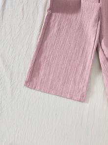 Mono informal con parches de encaje y volantes para niñas preadolescentes, primavera/verano - Rosa - Ver 6