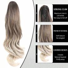 WaveTrip Vacation-Inspired Women's Summer Clothing, 24-Inch Ombre Wavy Curly Clip-In Heat Resistant Synthetic Hair Extensions, Suitable For Women And Girls For Party And Daily Use - Multicolor - View 6