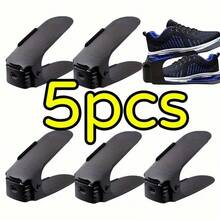5pcs Multi-Functional Adjustable Tiered Shoe Rack, Space-Saving Home Shoe Holder, Stackable Shoe Storage Organizer, Prevents Shoe Deformation, Suitable For Various Shoe Cabinets And Entryway Scenes, Freely Adjustable Height, Easily Expandable Storage, Say Goodbye To Clutter, Essential For Rental And Home Storage, Simple Design Fits Modern Home Decor, Durable And Practical Shoe Storage Supplies, Daily Home Use - Multicolor - View 6