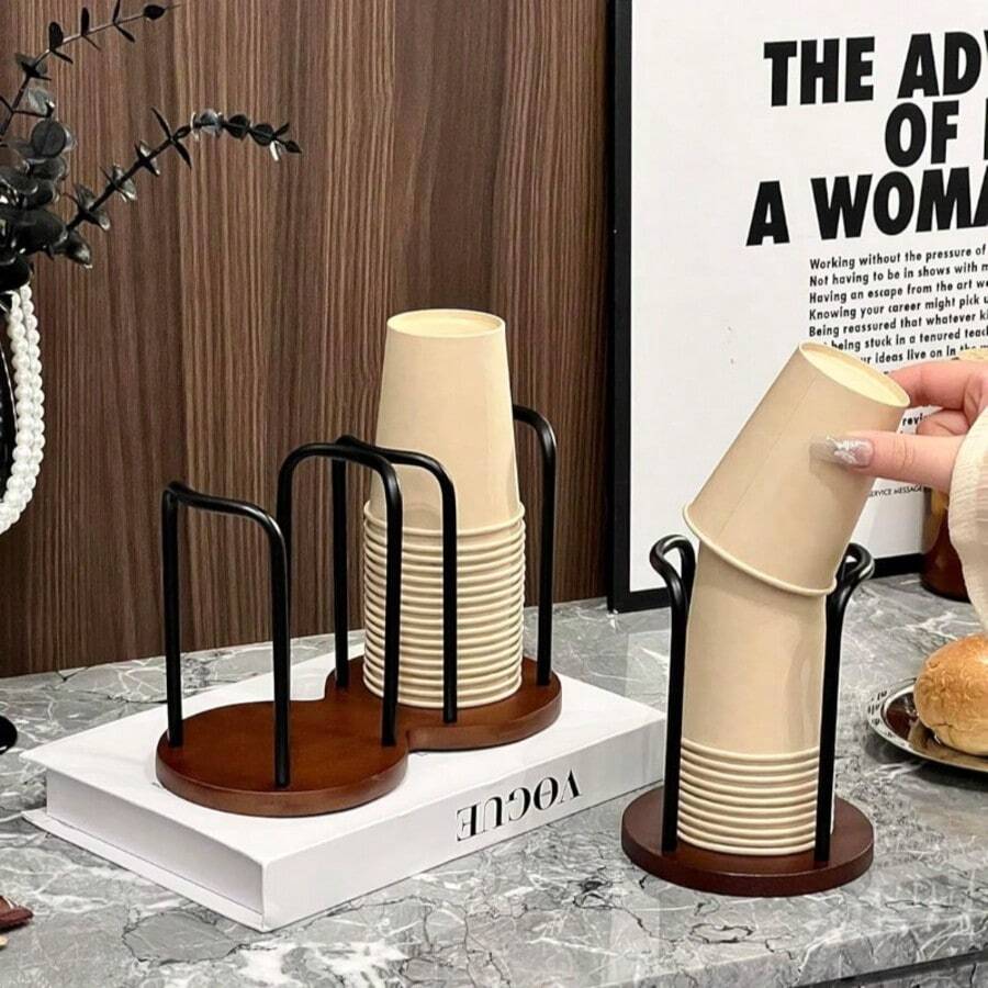 1pc Adjustable Plastic Cup Holder, Multi-Function Paper Cup Organizer, Saves Kitchen Counter Space, Coffee/Tea Cup Holder For 3-7oz Disposable Cups, Suitable For Bathroom, Coffee Station, Office Desk, Dining Table, Practical Home Organization Tool, Perfect Gift For Birthday Party, Graduation Party, Wedding, Housewarming