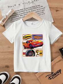 1PC Disney-Licensed Cartoon Short-Sleeve T-Shirt, Featuring A Cartoon Lightning McQueen Pattern For Family And Parent-Child Printing, Perfect For Family Trips And Vacations. This Is A New Short-Sleeve T-Shirt For 2026, An Ideal Choice For Father's Day, Suitable For Both Men And Women. Made Of High-Quality Pure Cotton, Comfortable And Breathable. Exquisitely Designed, It Is The First Choice For A Gift. - 孩子 - 查看 2