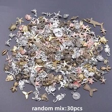 Bộ 30/50/100 chiếc mặt dây chuyền hình mực, sao biển, vỏ sò bằng hợp kim thuộc dòng Ocean Series - phụ kiện làm trang sức DIY. - trộn ngẫu nhiên - Xem 7