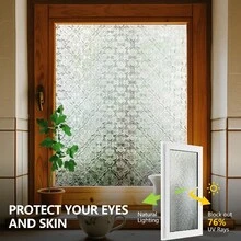 3D Stained Glass Window Film, Decorative Window Privacy Film For Bathroom,Front Door,Home, Sun Blocking Heat Control,Static Cling, Flowering Crab-Apple - 1PC - View 3