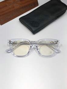 Monturas de gafas de acetato estilo Croix, monturas ópticas de marco completo a para hombres y mujeres, adecuadas para lentes graduados. - Plata transparente - Ver 12