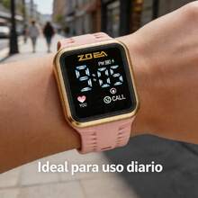 ZOEA Sports Smartwatch With Breathable Perforated Strap + Square Touchscreen + Fitness Style + Daily/Sport Use + Smartwatch - 粉色 - 查看 4
