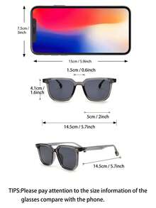 1pc Men's Geometric Black Stylish Classic Street Fashion Glasses, Suitable For Driving, Fishing, Camping, Daily Life, Street Photography, Tropical Beach Vacation, Business Casual Occasions - 1 cái màu xám đen - Xem 5