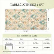 1pc Floral Pattern Rectangular Tablecloth, Reusable Elegant Botanical Plaid Tablecloth Suitable For Picnic, Party, Restaurant, Home Decor - A - View 2