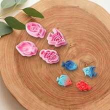 Cute Tropical Fish Clay Cutters Set, Ocean Animal Polymer Clay Molds, DIY Craft Tools For Summer Jewelry Making - Pink - View 6
