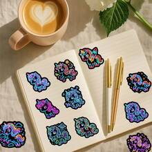 50pcs New Neon Unicorn Sticker Set, Creative Cute Rainbow Horse Decorative Materials, Waterproof Graffiti Stickers - 50 Neon Unicorn Stickers - View 2