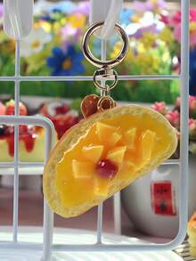 1pc Creative Fruit Dessert Keychain, Realistic Food Toy Model Keyring, Car/Phone/Bag Charm Decor Gift - Multicolor - View 11