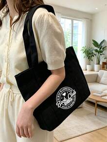 Bolsa e nécessaire combinando, estampa de livros, com a inscrição "Clube do Livro", sacola de compras simples, nécessaire portátil, mochila, bolsa para o dia a dia, bolsa para guardar coisas, grande capacidade, portátil, ideal para adolescentes, mulheres, universitárias e profissionais, perfeita para volta às aulas, trabalho, ensino fundamental, ensino médio, universidade, feriados, presente para o Dia dos Professores, essencial para retornar aos dormitórios universitários. - Multicolorido - Ver 2