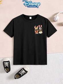 Disney 1pc Teen Boys Casual Zootopia Q Version Character Print Short Sleeve Tshirt Boys Clothes Kids Clothes Boys Shirts Summer - màu đen - Xem 3