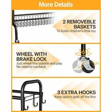 Basketball Rack, Rolling Basketball Shooting Training Stand, Sports Equipment Storage With Wheels, Four-Layer Organizer Holder With Two Basket Basketballs Footballs Volleyball - Black - View 6