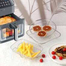 Aksesori Penggorengan Udara Stainless Steel - Dapat Ditumpuk, Cocok untuk Oven dan Penggorengan Udara, Aman untuk Mesin Pencuci Piring, Pilihan Sempurna untuk Memanggang Makanan Sehat Saat Liburan - View 3