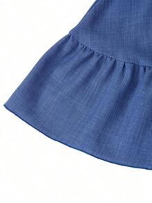 Vestido elegante de moda nuevo para mujeres con escote en el hombro, borde alto y cintura favorecedora, mini vestido ideal para vacaciones, salidas casuales, fiestas, meriendas y talla grande ocasiones de verano - Azul 2 - Ver 6