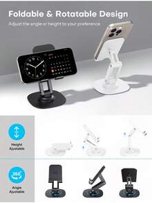 1 giá đỡ điện thoại bằng kim loại có thể gập lại, giá đỡ máy tính bảng xoay 360°, giá đỡ điện thoại để bàn có thể điều chỉnh, phù hợp với mọi loại điện thoại thông minh. - Đen 1 cái - Xem 5