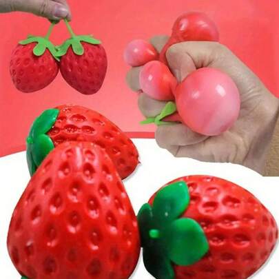 1 Juguete de estrés grande con forma de fresa, fruta artificial de mango, pelota de estrés suave y realista, herramienta de relajación creativa, Squishy, juguetes Squishy, Squishes, juguetes antiestrés, recuerdos de fiesta (puede haber una pequeña diferencia de color)