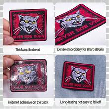 RHUAGYP 1pc "Never Bow Down" Angry Cat Motivational Slogan Embroidered Patch, Iron-On / Sew-On, Suitable For Jackets, Backpacks, Cool Animal Decor Sticker - Multicolor - View 3
