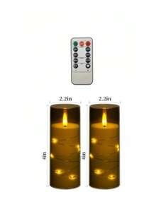 5pcs Flameless LED Candles With Timer, Flickering Candlesticks For Romantic Ambiance And Home Decor, Stable Acrylic Shell With Embedded Star String, Battery Operated Candles (Gray) - 灰色外燈串 - 查看 10