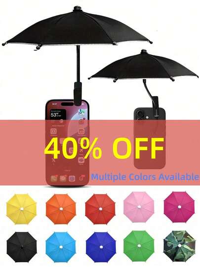 迷你夹式遮阳伞，适用于户外活动，遮阳、防雨、减少眩光，可夹在手机、Kindle、导航设备等设备上，无需电源，适用于海滩、摄影、车载手机支架等场景。