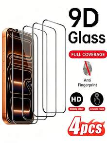 4pcs High Definition Screen Protector, Full Coverage Tempered Glass Film, Made Of Dense Tempered Glass Material, Durable And Scratch-Resistant, Suitable For Home Entertainment, Office, Outdoor Activities, Commuting And Other Scenarios. Compatible With IPhone Series - Clear - View 2