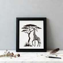 Grande taille - Modèle de peinture réutilisable de girafe, modèle de forme de girafe mangeant des feuilles lavable, convient pour la création DIY, la peinture de la maison, la conception artistique, la conception d'artisanat, la décoration de meubles, la conception d'animaux - A - Voir 5