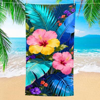 1 khăn tắm biển họa tiết hoa nhiệt đới, khăn tắm cỡ lớn siêu mềm mại làm từ sợi microfiber, khăn tắm siêu thấm hút, thích hợp cho du lịch, hồ bơi, lặn, lướt sóng, yoga, cắm trại, có nhiều kích cỡ khác nhau, phụ kiện bãi biển cho bãi biển, hồ bơi, du lịch, cắm trại, yoga.