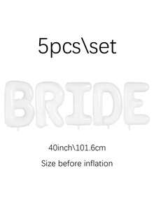3/5件套40英寸巨型“BRIDE”铝箔气球套装，白色“BRIDE”字母铝箔气球横幅，钻石戒指气球，黑色酒瓶气球，酒杯气球，适用于订婚、新娘送礼会装饰、单身派对、新娘送礼会礼物、准新娘派对、婚礼 - 多色 - 查看 2